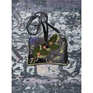 Goody Goody California Travel Jewelry Roll Organizer Embroidered Floral Velvet